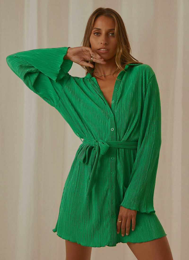 Soho Chic Shirt Dress - Jade Green ...